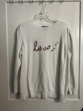 Marled Sweater Reunited Clothing Women Love Pink Sequins Sz 1X Valentines Day